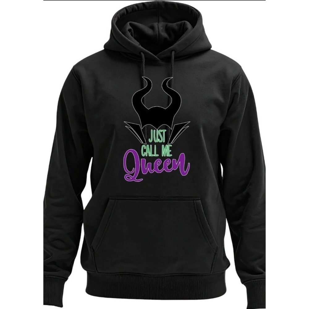 Disney Maleficent "Just Call Me Queen" Hoodie Black Adult Gildan 2XL